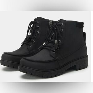 Alegria Black Chevon Relaxed Tar Lace-Up Side Zipper Low Boots size EU 39/ 9